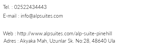 Alp Suites Pinehill telefon numaralar, faks, e-mail, posta adresi ve iletiim bilgileri